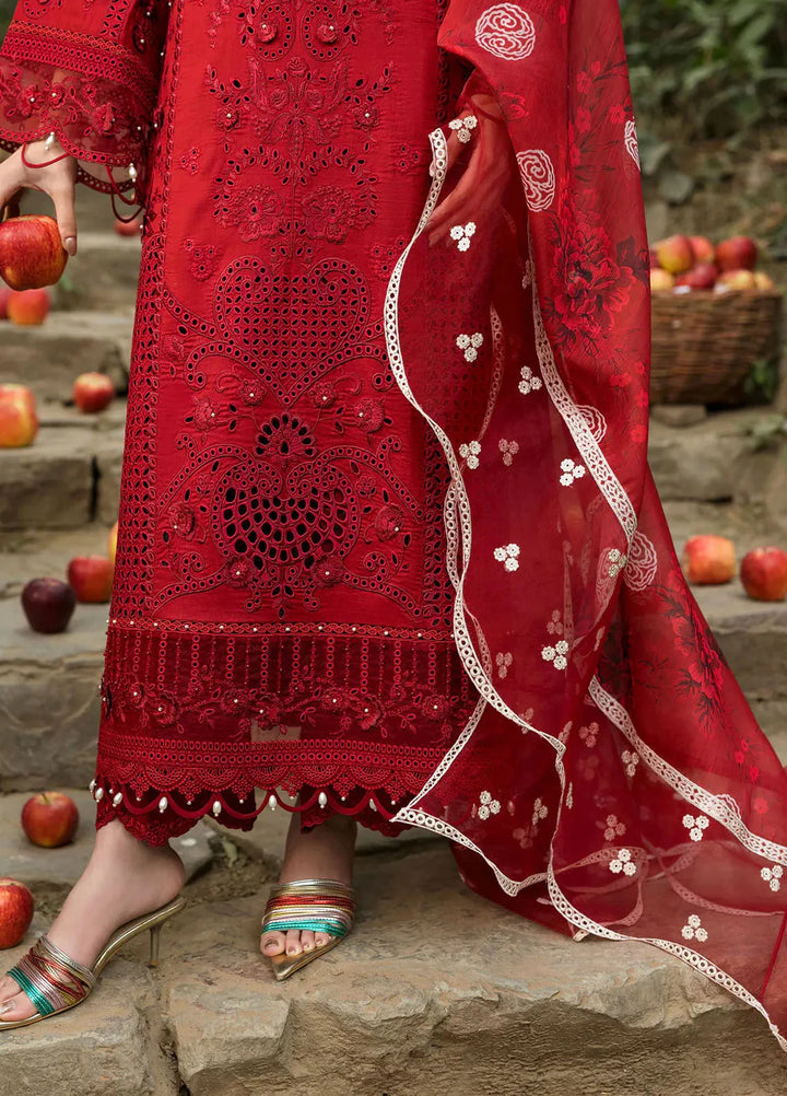 Sardinia Chikankari Lawn Suits Unstitched 3 Piece SRD25FL Crimson Bloom 805 - Luxury Collection