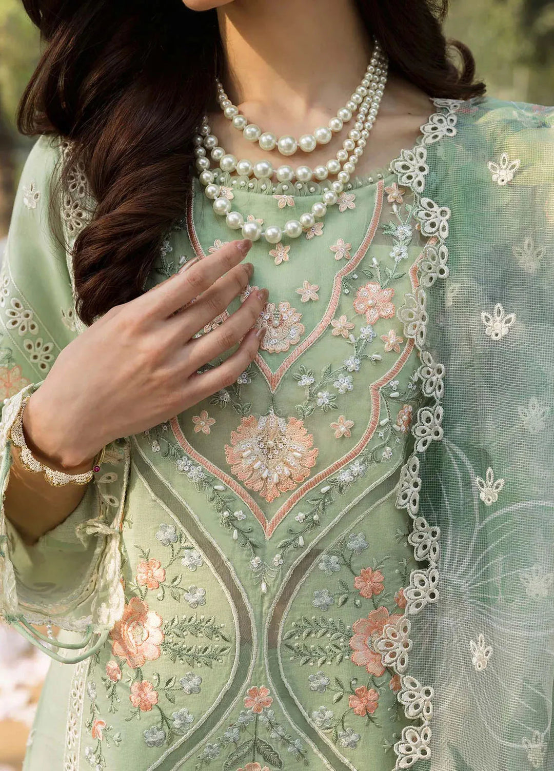 Sardinia Chikankari Lawn Suits Unstitched 3 Piece SRD25FL Green Allure 802 - Luxury Collection