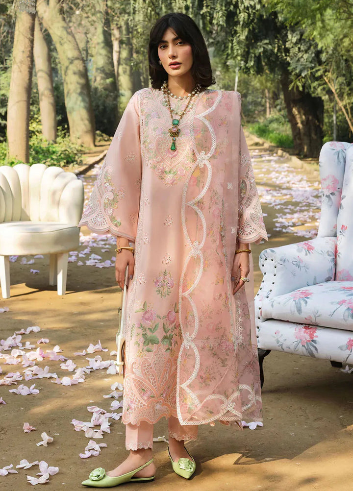 Sardinia Chikankari Lawn Suits Unstitched 3 Piece SRD25FL Rosewood 801 - Luxury Collection