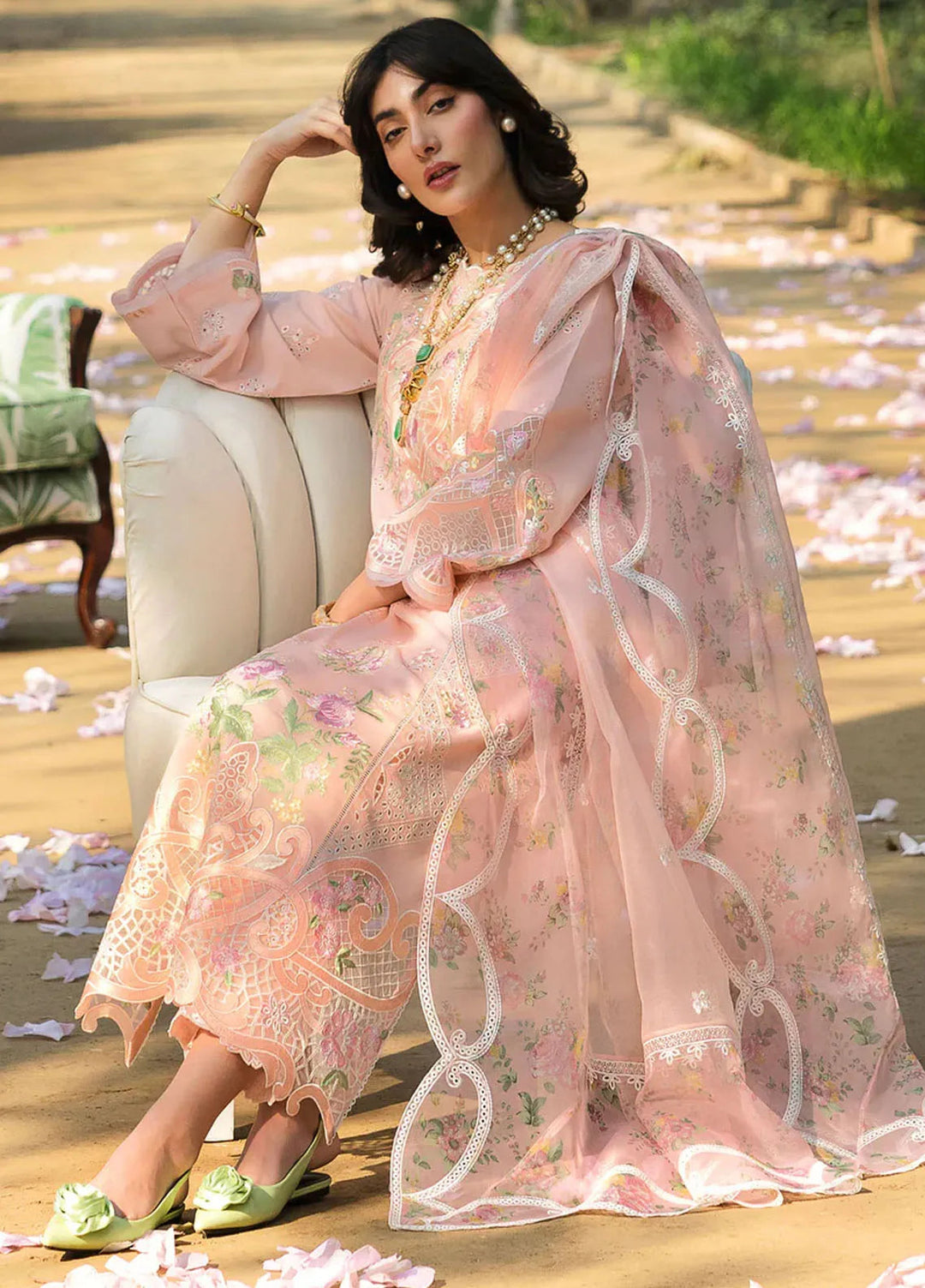 Sardinia Chikankari Lawn Suits Unstitched 3 Piece SRD25FL Rosewood 801 - Luxury Collection