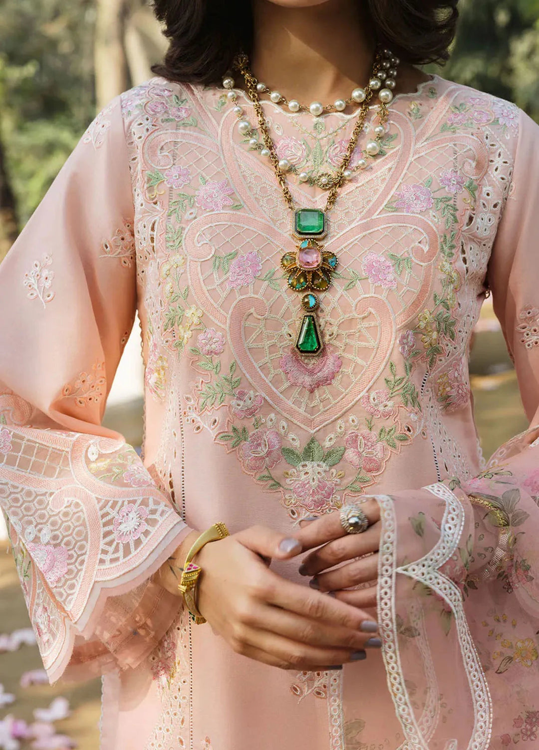 Sardinia Chikankari Lawn Suits Unstitched 3 Piece SRD25FL Rosewood 801 - Luxury Collection