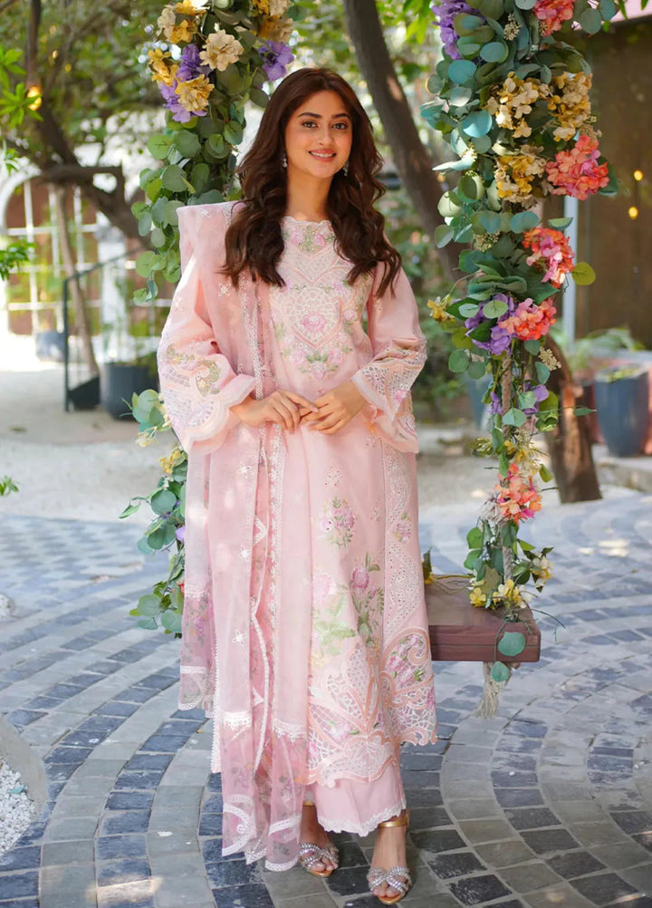 Sardinia Chikankari Lawn Suits Unstitched 3 Piece SRD25FL Rosewood 801 - Luxury Collection