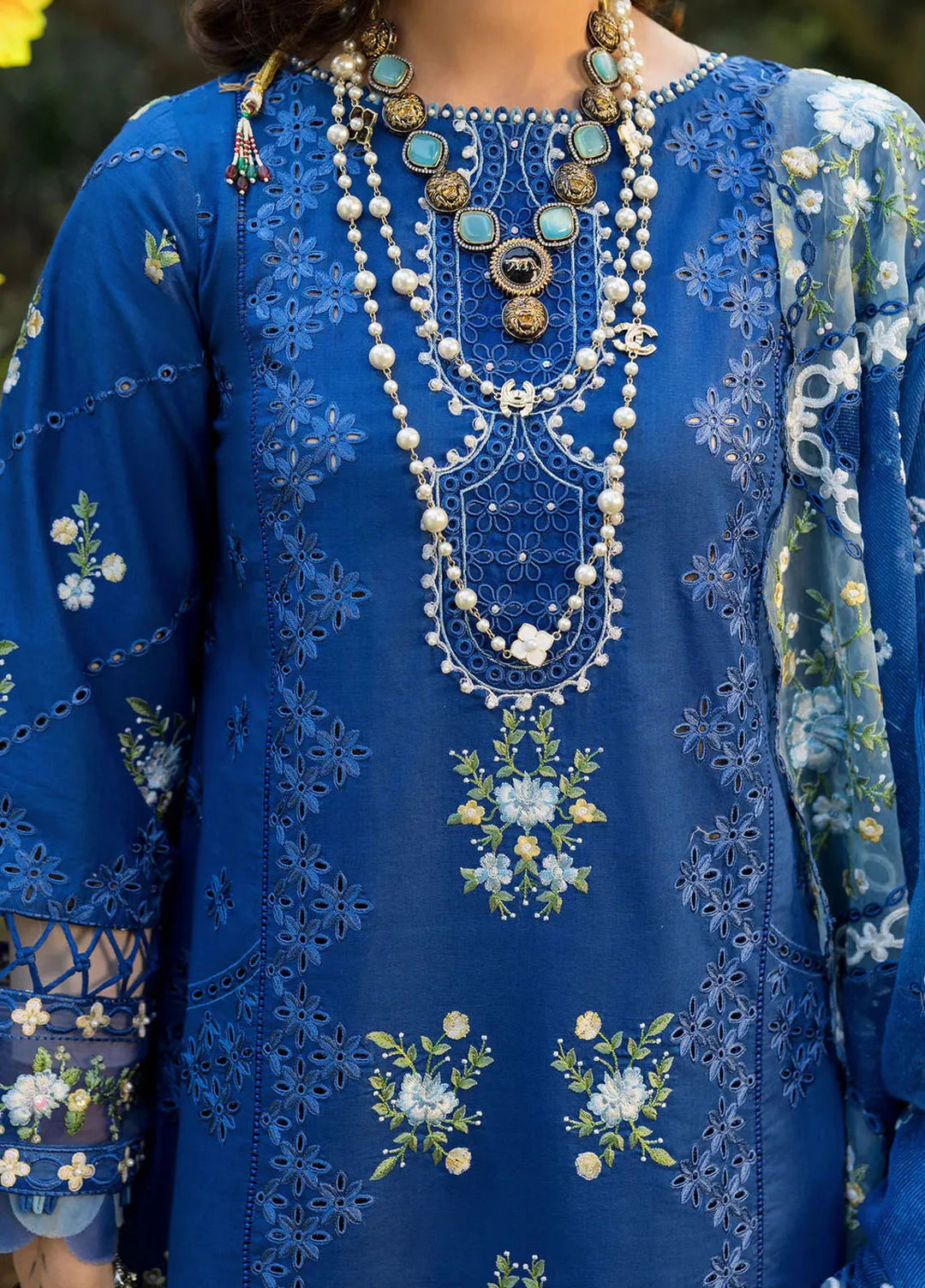 Sardinia Chikankari Lawn Suits Unstitched 3 Piece SRD25FL Sapphire Flora 803 - Luxury Collection