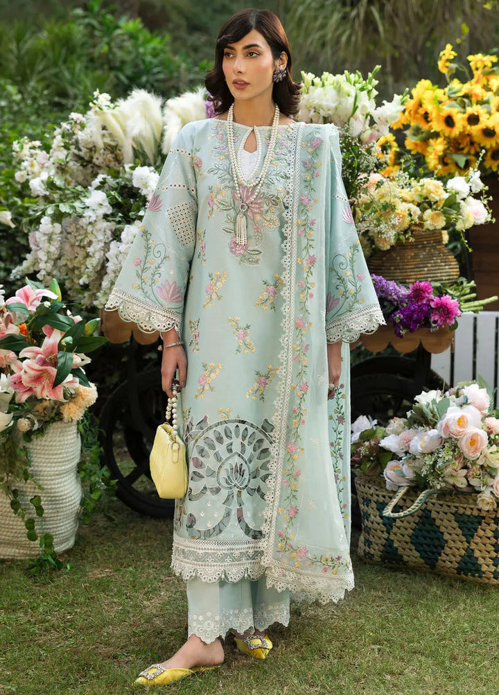 Sardinia Chikankari Lawn Suits Unstitched 3 Piece SRD25FL Sky Petal 808 - Luxury Collection