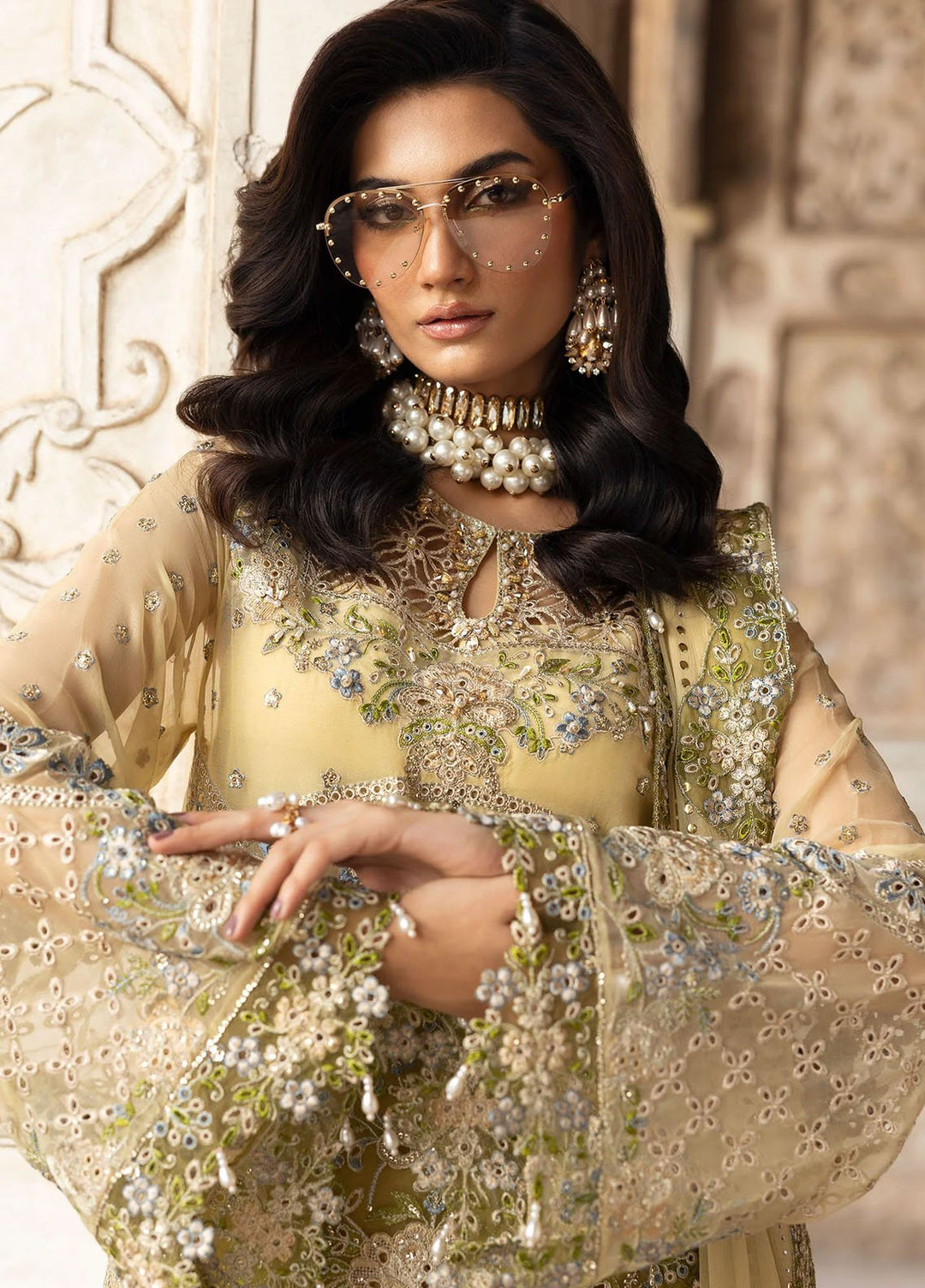 Sardinia Embroidered Chiffon Suits Unstitched 3 Piece SRD25CF D-1101 Haseena - Formals Collection
