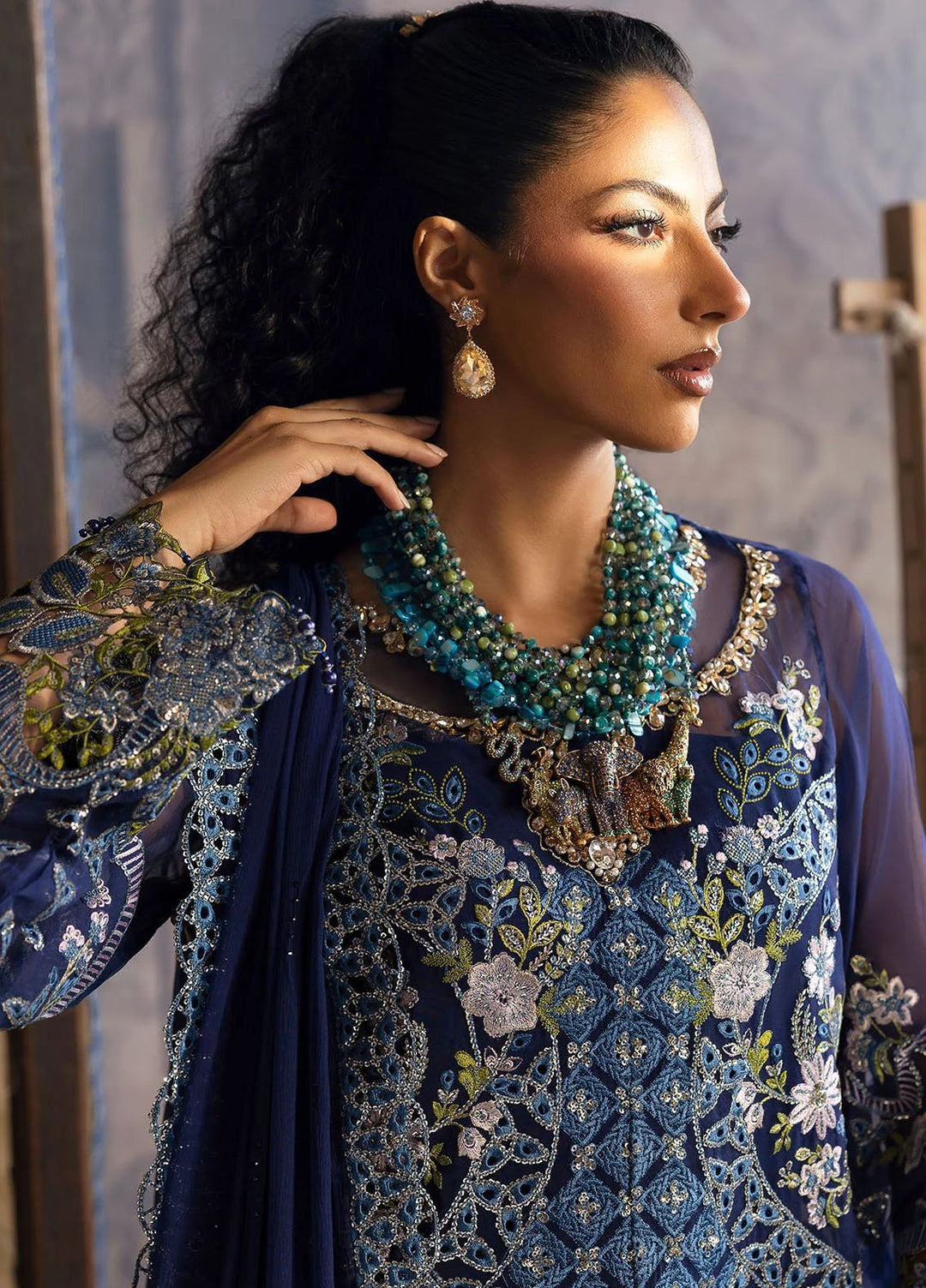 Sardinia Embroidered Chiffon Suits Unstitched 3 Piece SRD25CF D-1105 Maya - Formals Collection