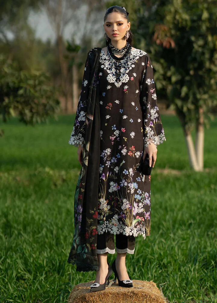 Sardinia Embroidered Lawn Unstitched Suit 3 Piece SRD25PL 901 Black Lotus - Summer Collection