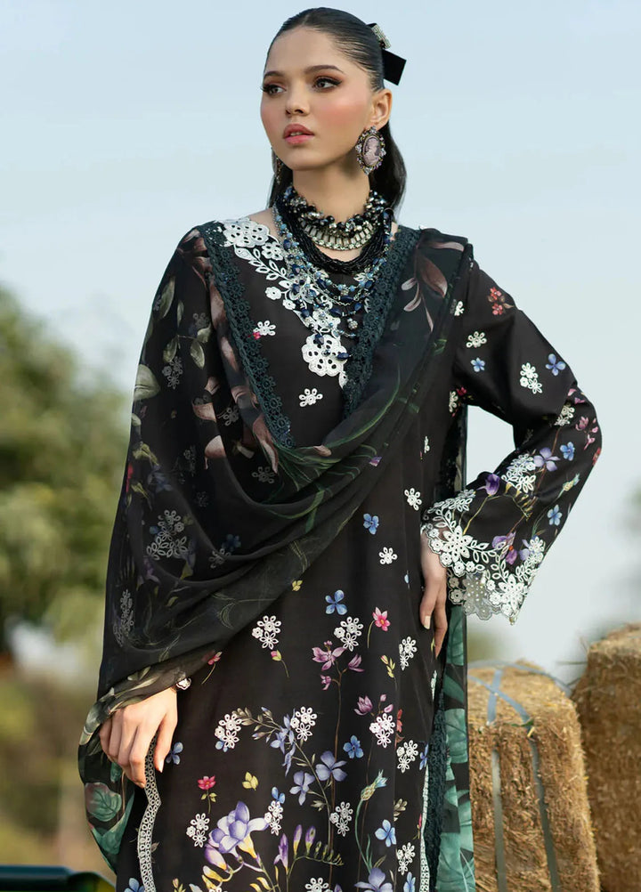 Sardinia Embroidered Lawn Unstitched Suit 3 Piece SRD25PL 901 Black Lotus - Summer Collection