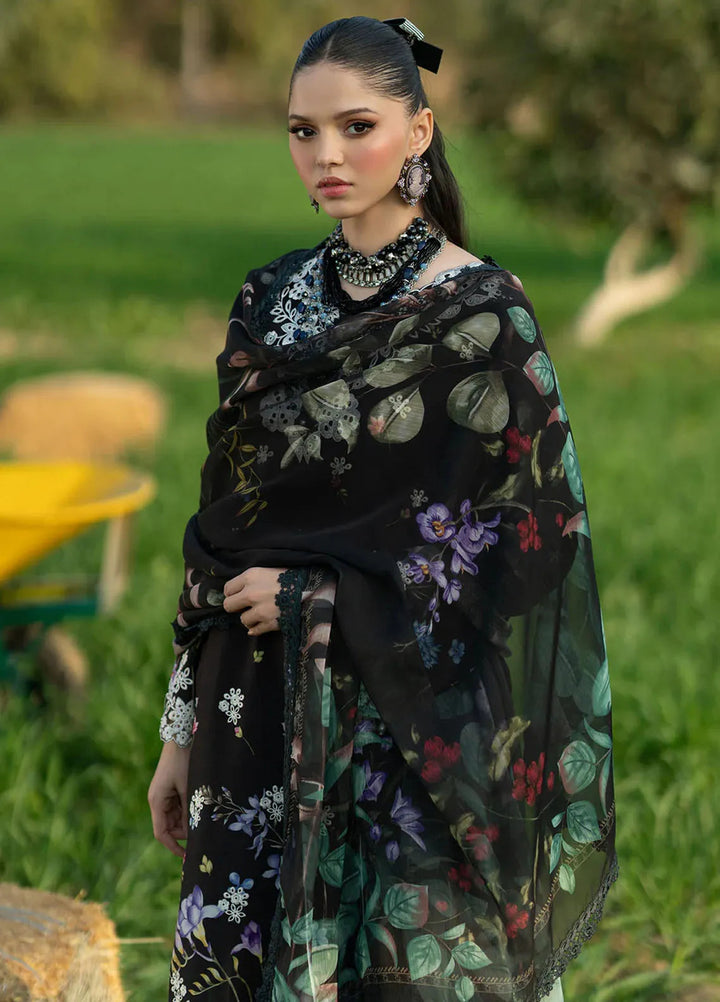 Sardinia Embroidered Lawn Unstitched Suit 3 Piece SRD25PL 901 Black Lotus - Summer Collection