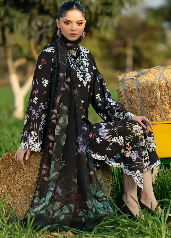 Sardinia Embroidered Lawn Unstitched Suit 3 Piece SRD25PL 901 Black Lotus - Summer Collection