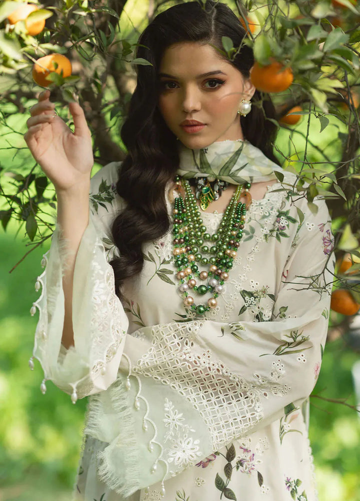Sardinia Embroidered Lawn Unstitched Suit 3 Piece SRD25PL 902 White Tulip - Summer Collection