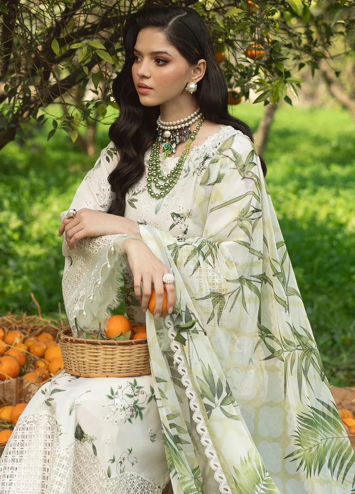 Sardinia Embroidered Lawn Unstitched Suit 3 Piece SRD25PL 902 White Tulip - Summer Collection