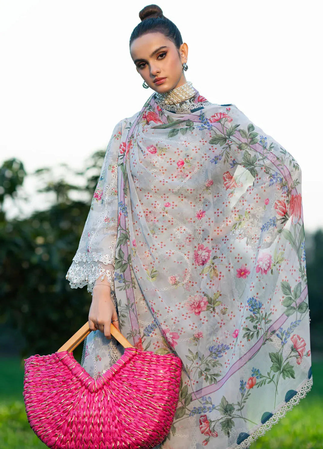 Sardinia Embroidered Lawn Unstitched Suit 3 Piece SRD25PL 905 Silver Bush - Summer Collection