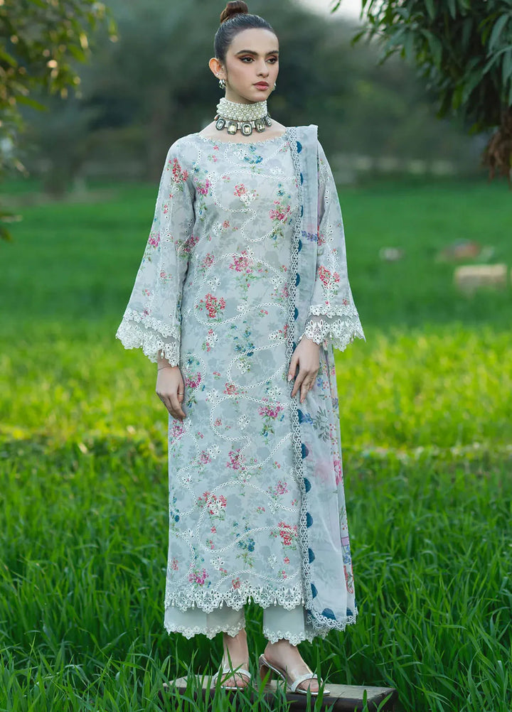 Sardinia Embroidered Lawn Unstitched Suit 3 Piece SRD25PL 905 Silver Bush - Summer Collection