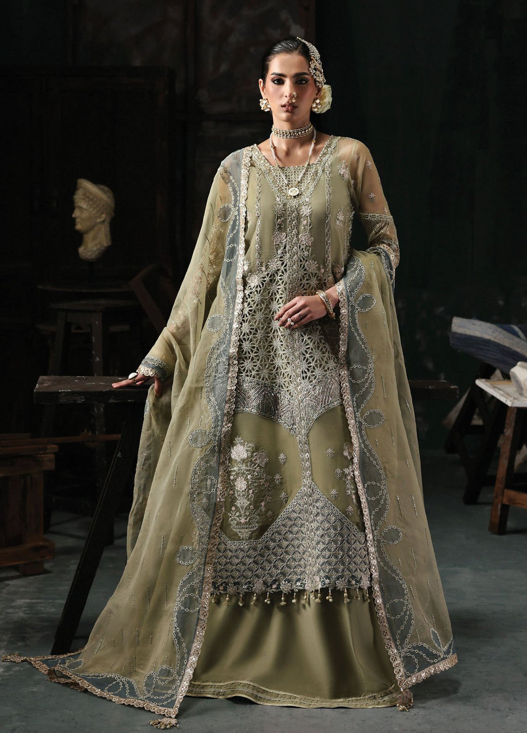 Sardinia Embroidered Organza Suits Unstitched 3 Piece D-1206 Inara - Formals Collection