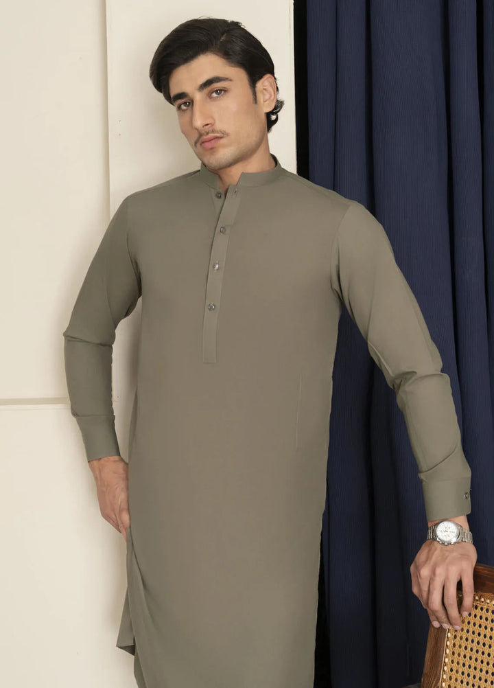 Sarkhail Wash n Wear Blended Mens Kurta Trouser - Moss Green