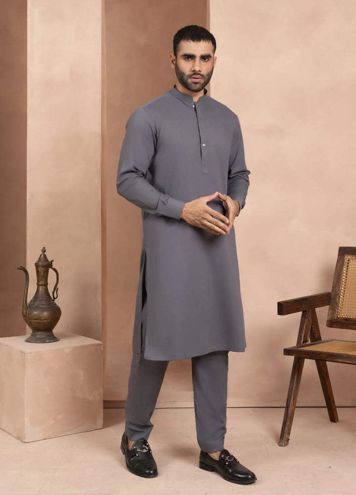 Sarkhail Wash N Wear Stitched Mens Kurta Pajama - Gunsmoke Grey