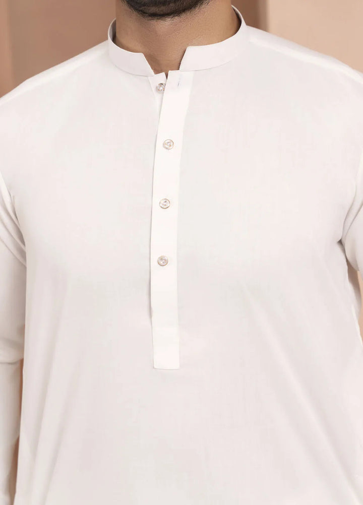 Sarkhail Wash N Wear Stitched Mens Kurta Pajama - Ivory White