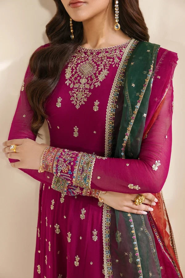 Meraki by Zarif Unstitched Embroidered Chiffon 3 Piece Suit ZR26UCM SARSAR 01 - Festive Collection