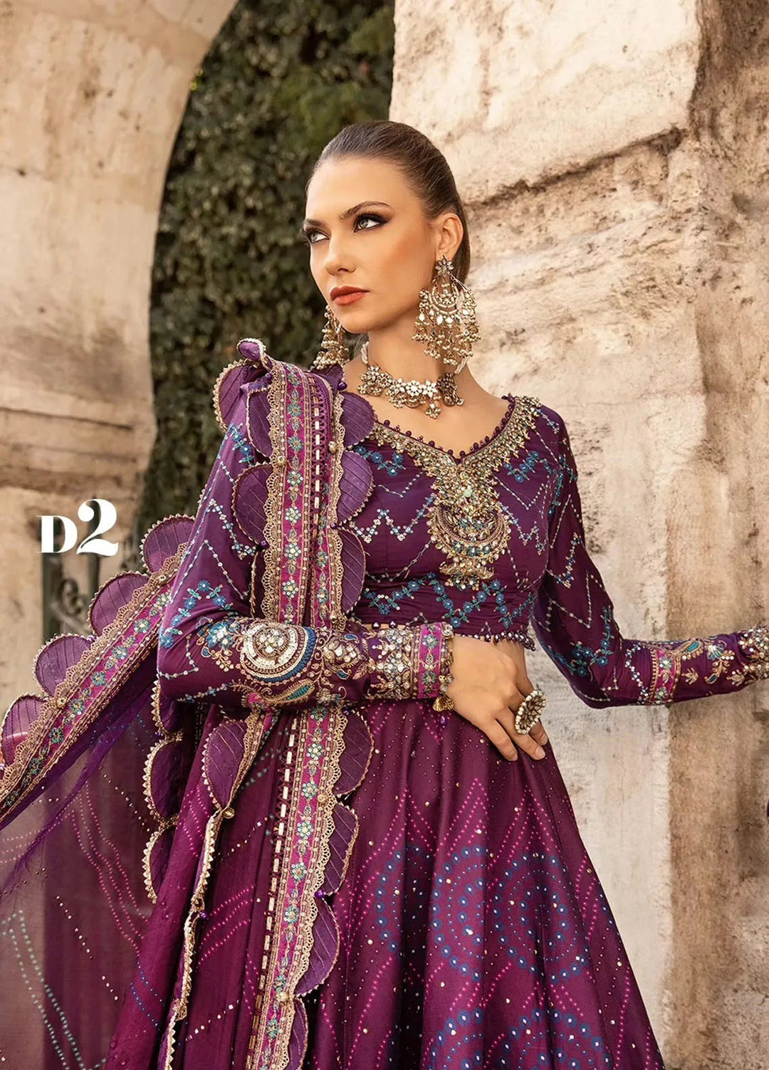 Sateen By Maria B Embroidered Suit Unstitched 3 Piece MB24S D-02 - Formal Collection