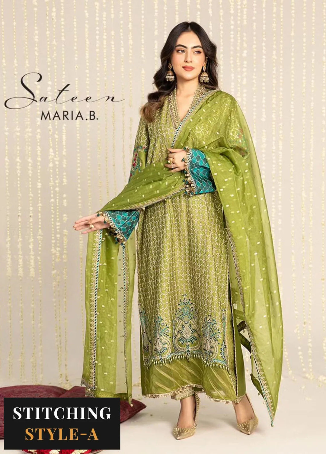Sateen By Maria B Embroidered Suit Unstitched 3 Piece MB24S D-03 - Formal Collection