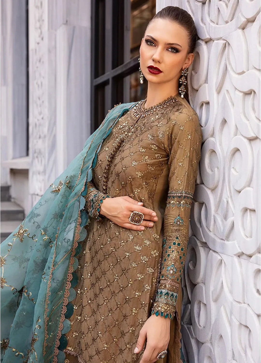 Sateen By Maria B Embroidered Suit Unstitched 3 Piece MB24S D-08 - Formal Collection