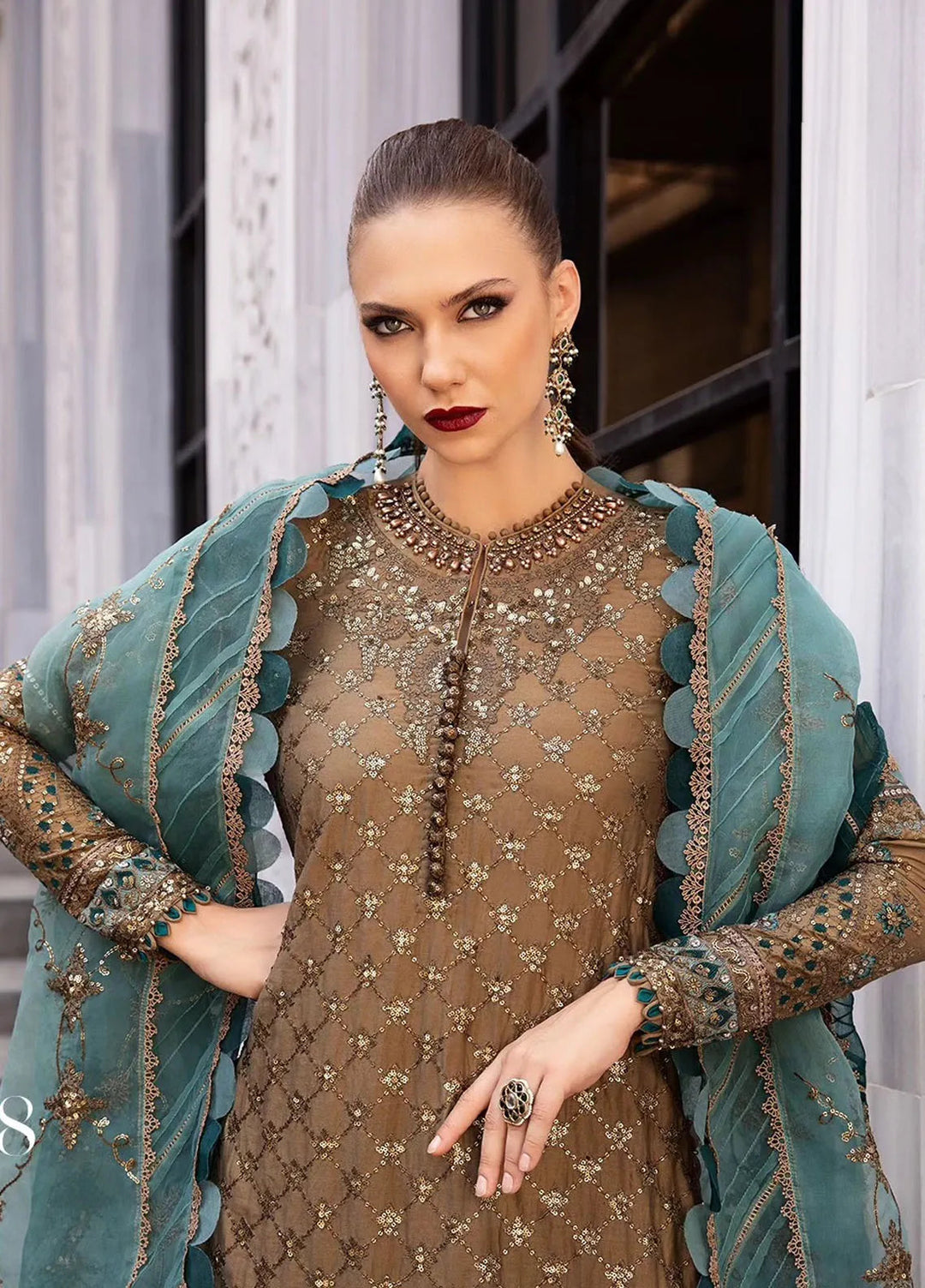 Sateen By Maria B Embroidered Suit Unstitched 3 Piece MB24S D-08 - Formal Collection