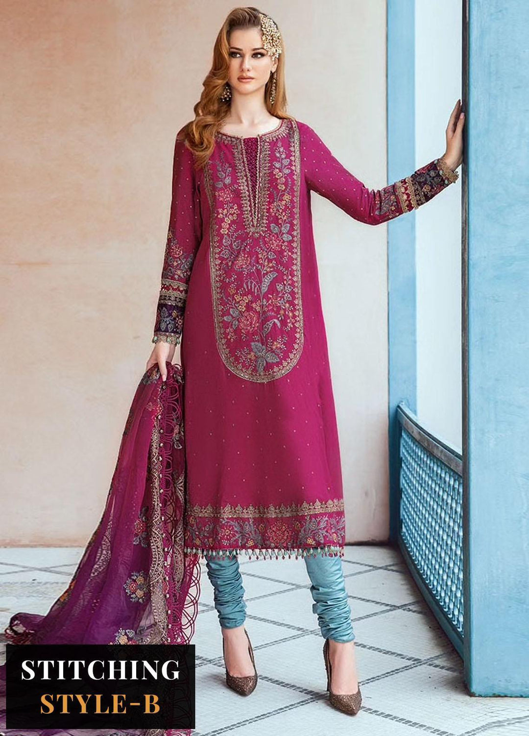 Sateen By Maria B Embroidered Cotton Suits Unstitched 3 Piece MB23ST D-04 - Luxury Collection