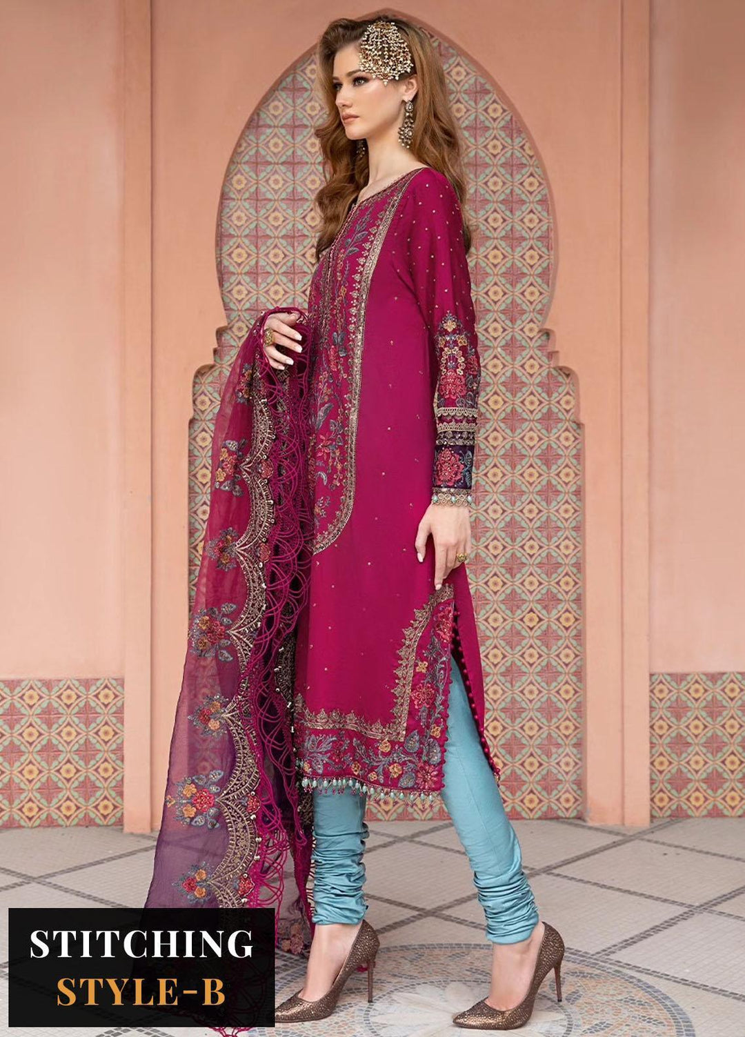 Sateen By Maria B Embroidered Cotton Suits Unstitched 3 Piece MB23ST D-04 - Luxury Collection