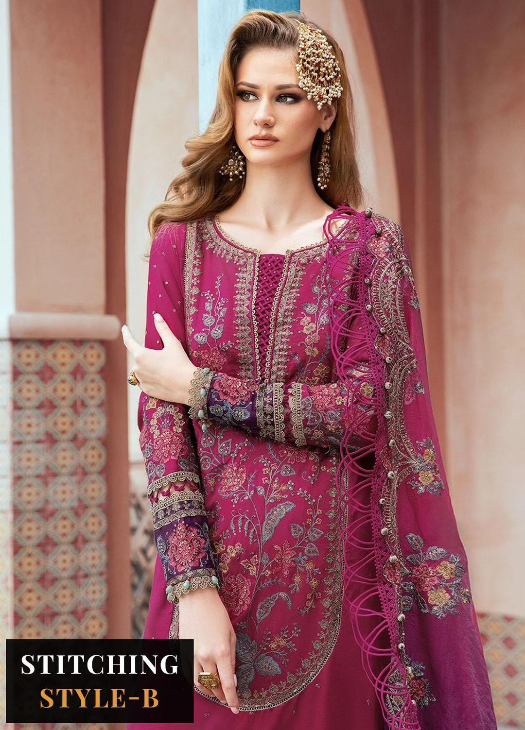 Sateen By Maria B Embroidered Cotton Suits Unstitched 3 Piece MB23ST D-04 - Luxury Collection
