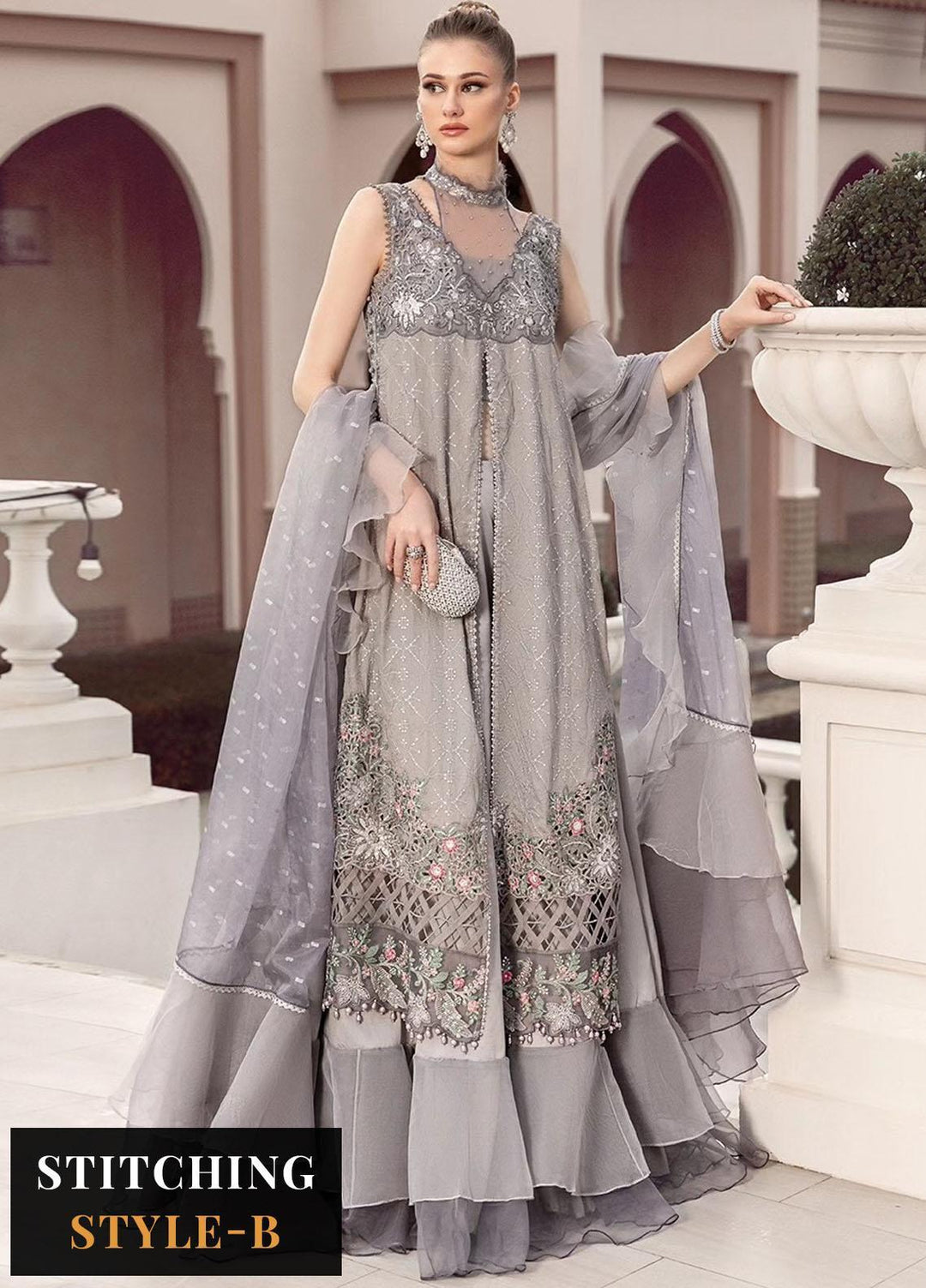 Sateen By Maria B Embroidered Cotton Suits Unstitched 3 Piece MB23ST D-07 - Luxury Collection
