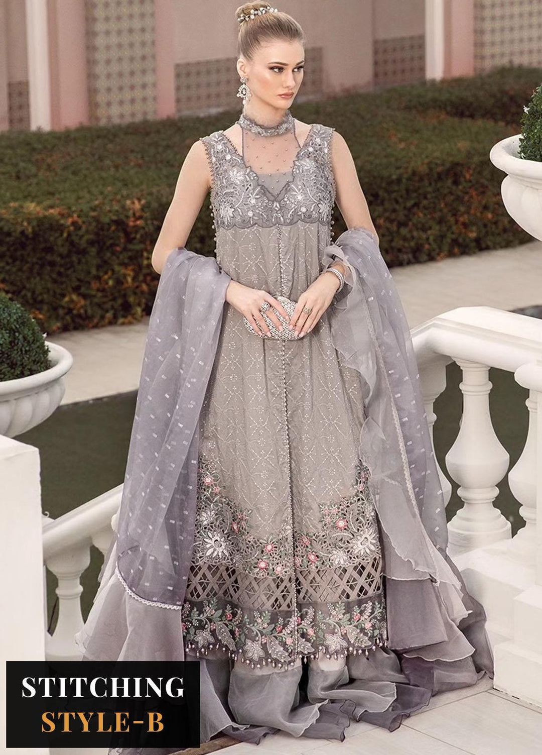 Sateen By Maria B Embroidered Cotton Suits Unstitched 3 Piece MB23ST D-07 - Luxury Collection