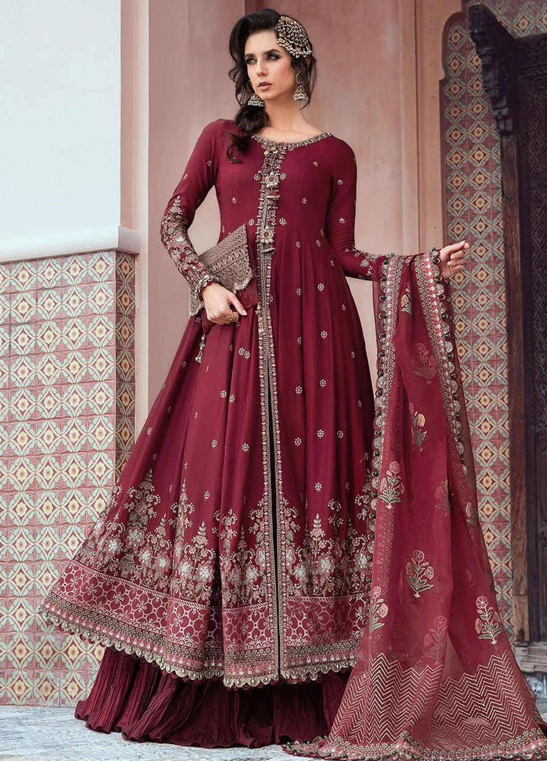Sateen By Maria B Embroidered Cotton Suits Unstitched 3 Piece MB23ST D-08 - Luxury Collection
