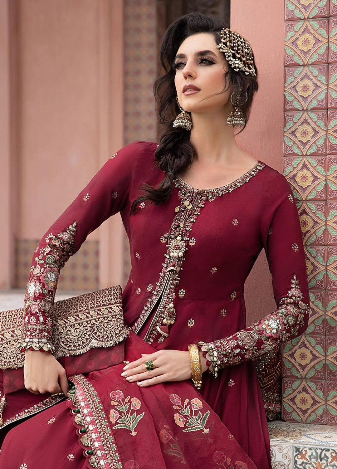 Sateen By Maria B Embroidered Cotton Suits Unstitched 3 Piece MB23ST D-08 - Luxury Collection