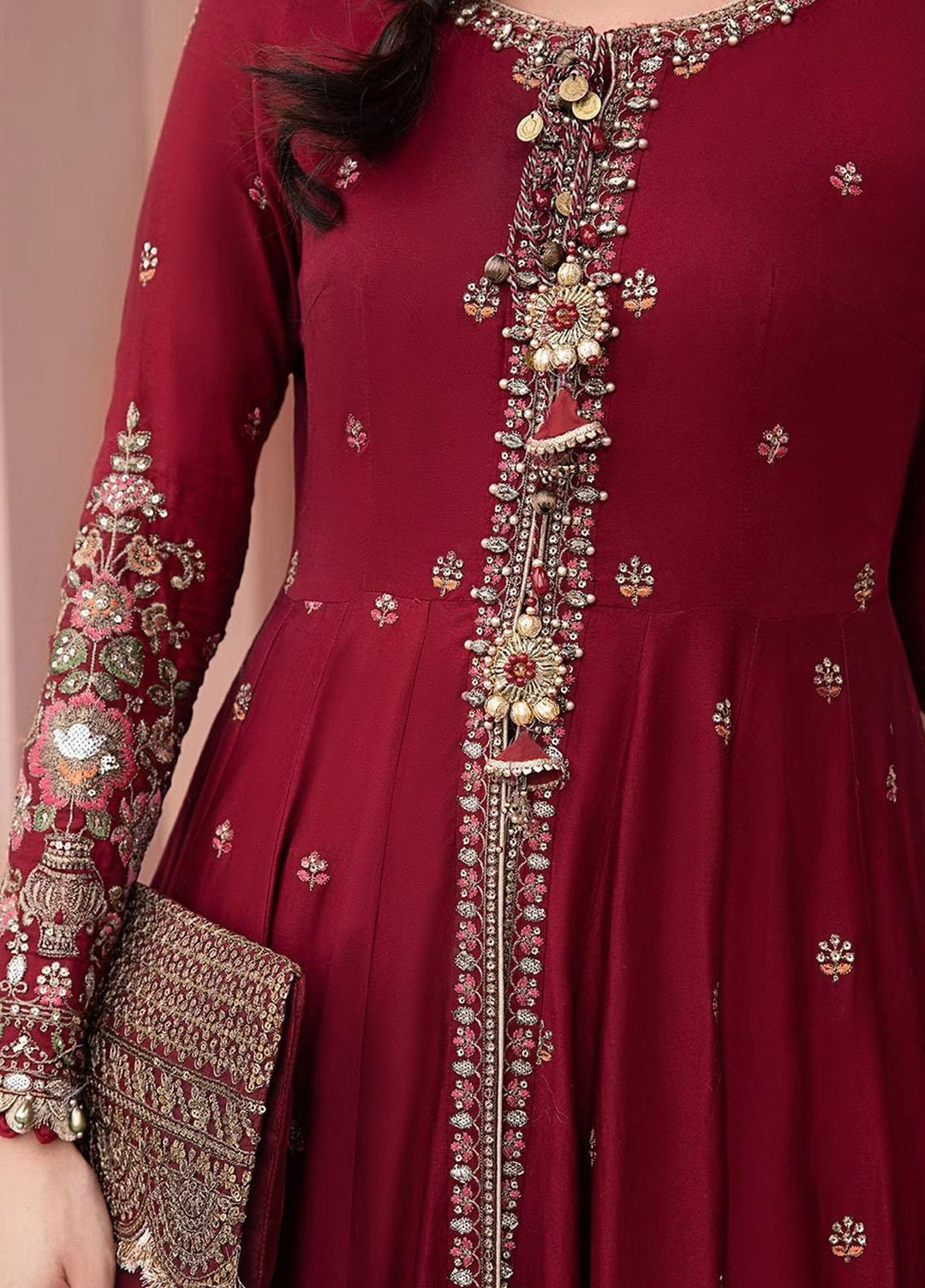 Sateen By Maria B Embroidered Cotton Suits Unstitched 3 Piece MB23ST D-08 - Luxury Collection