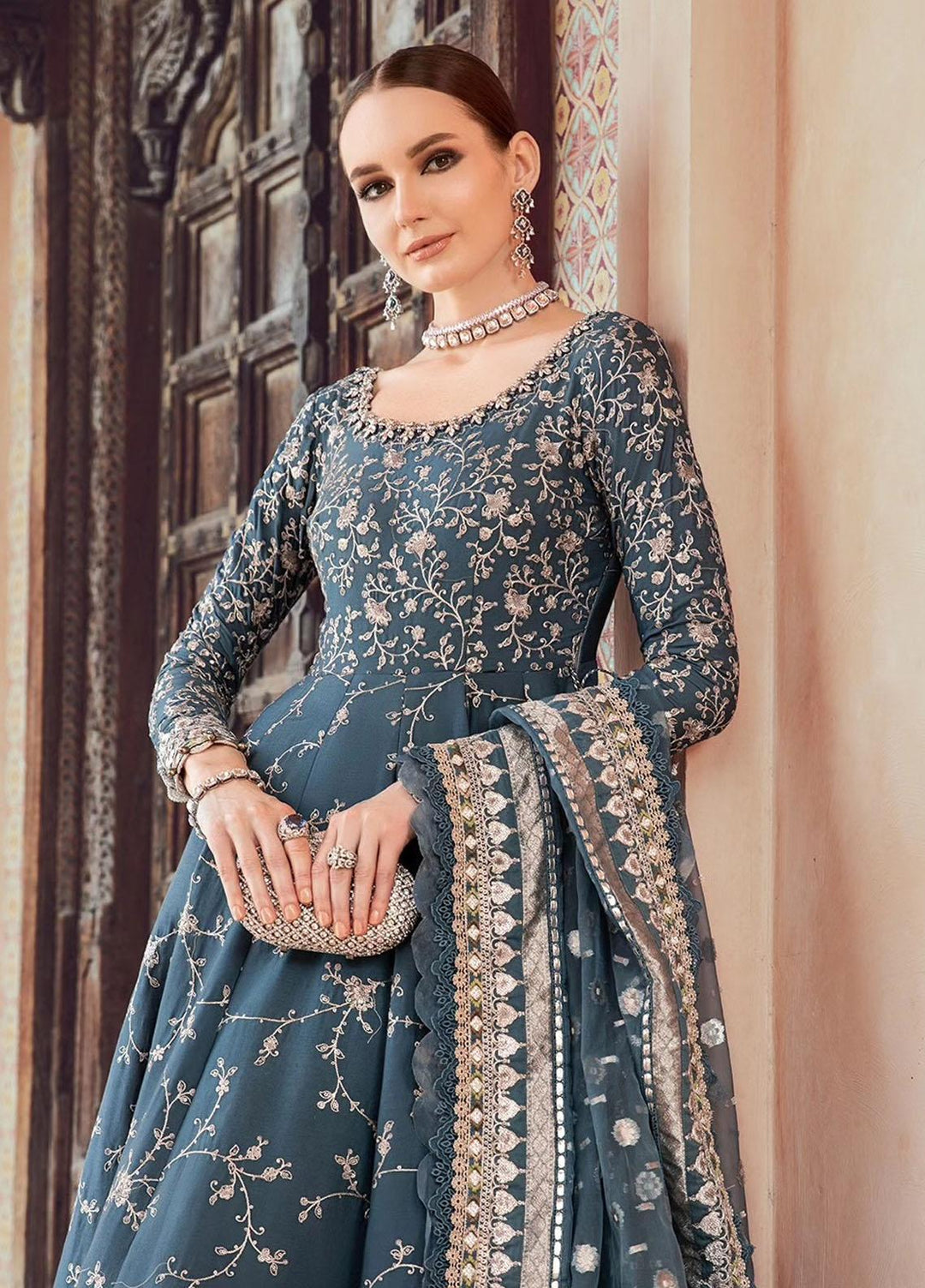 Sateen By Maria B Embroidered Cotton Suits Unstitched 3 Piece MB23ST D-10 - Luxury Collection