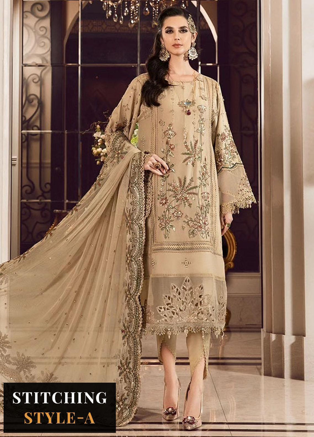 Sateen By Maria B Embroidered Cotton Suits Unstitched 3 Piece MB23ST D-12 - Luxury Collection