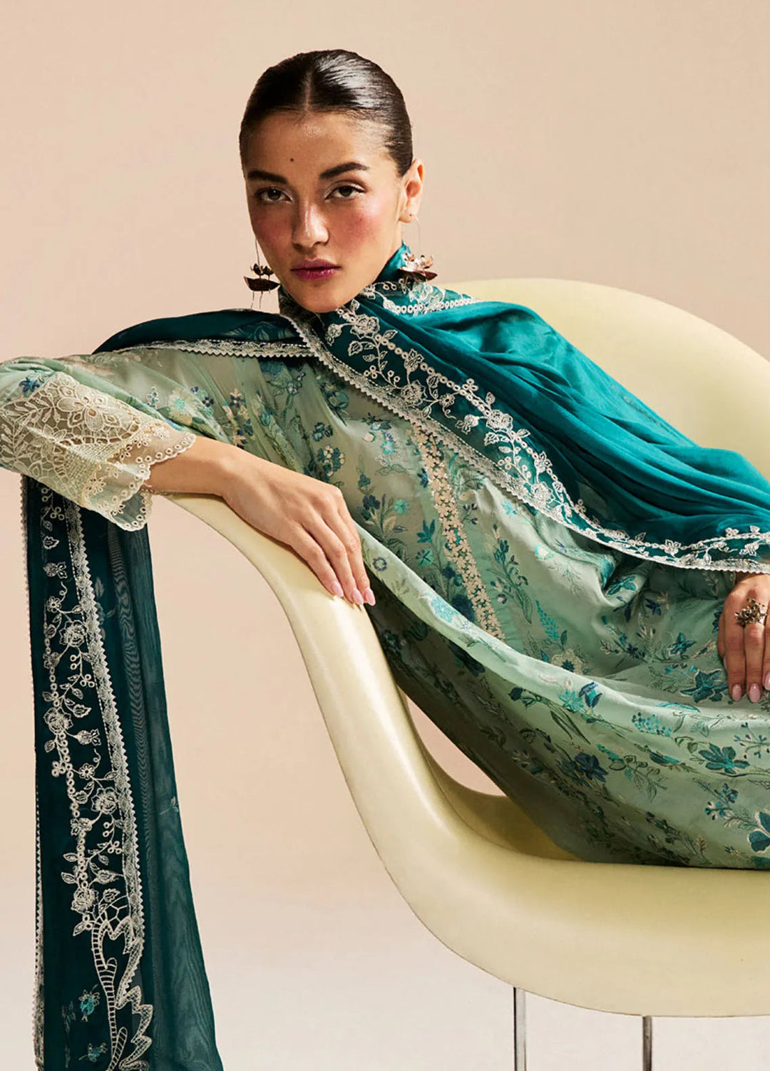 Satori by Zara Shahjahan Embroidered Lawn Suit Unstitched 3 Piece ZS25SL D-02 B Nozami - Summer Collection