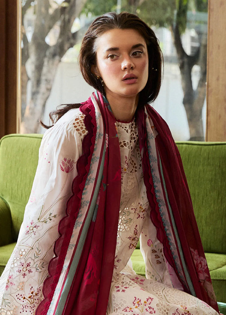 Satori by Zara Shahjahan Embroidered Lawn Suit Unstitched 3 Piece ZS25SL D-03 A Umi - Summer Collection