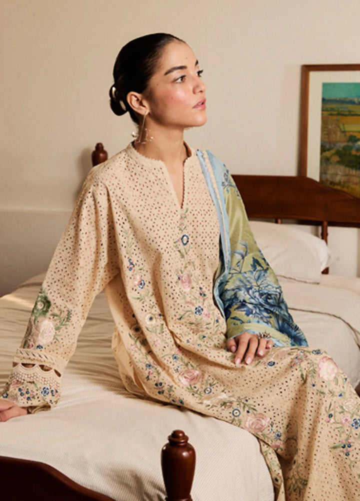 Satori by Zara Shahjahan Embroidered Lawn Suit Unstitched 3 Piece ZS25SL D-05 A Asa - Summer Collection