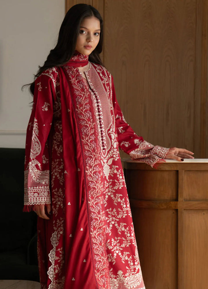 Satori by Zara Shahjahan Embroidered Lawn Suit Unstitched 3 Piece ZS25SL D-08 A Mei - Summer Collection