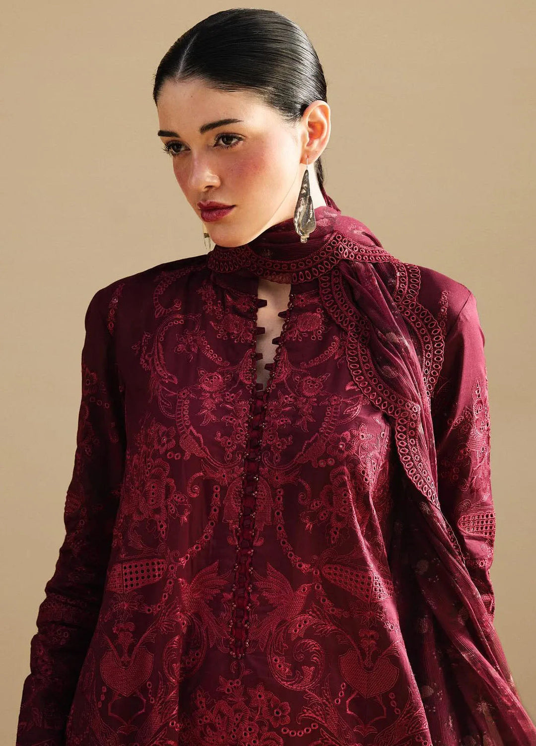 Satori by Zara Shahjahan Embroidered Lawn Suit Unstitched 3 Piece ZS25SL D-09 A Sei - Summer Collection