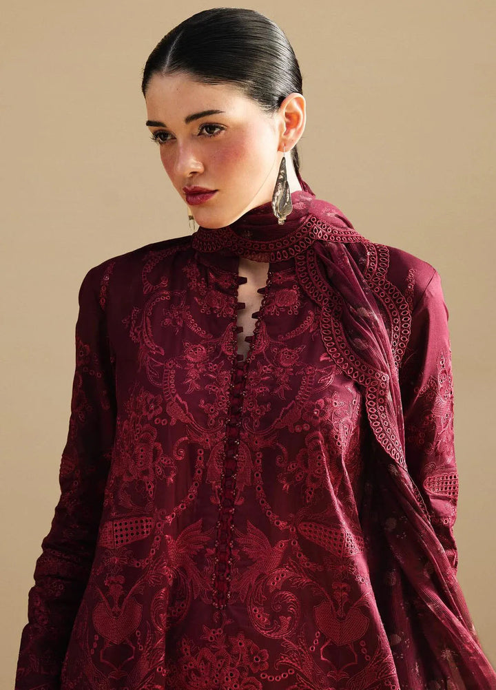 Satori by Zara Shahjahan Embroidered Lawn Suit Unstitched 3 Piece ZS25SL D-09 A Sei - Summer Collection