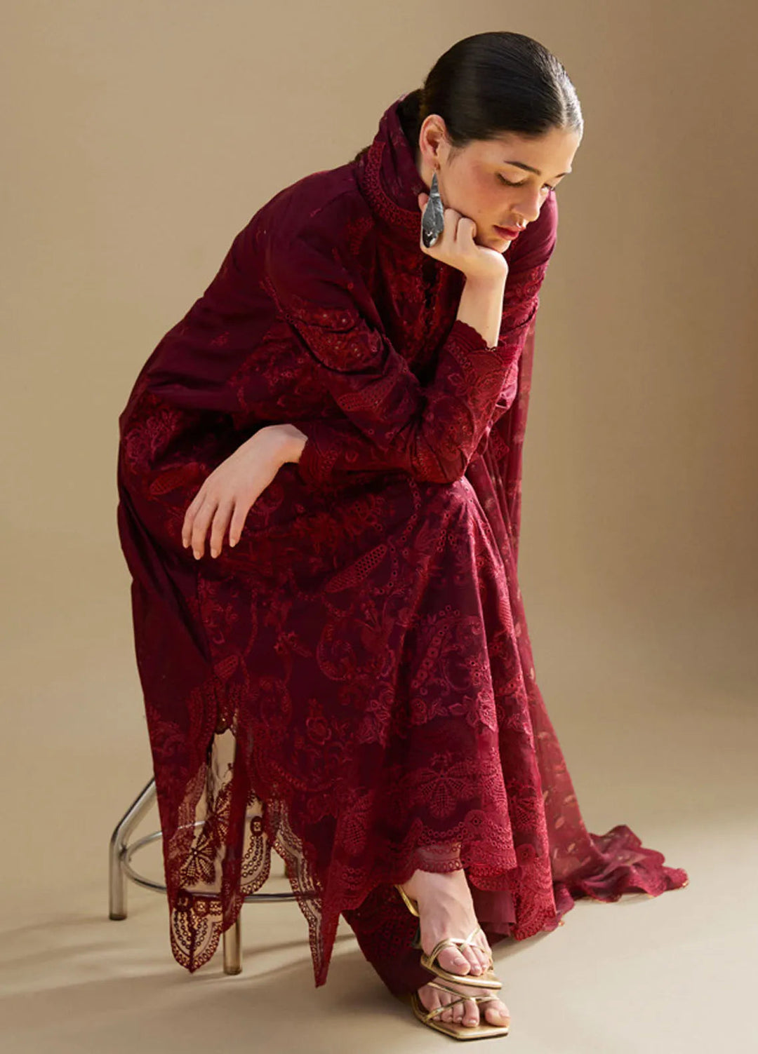 Satori by Zara Shahjahan Embroidered Lawn Suit Unstitched 3 Piece ZS25SL D-09 A Sei - Summer Collection