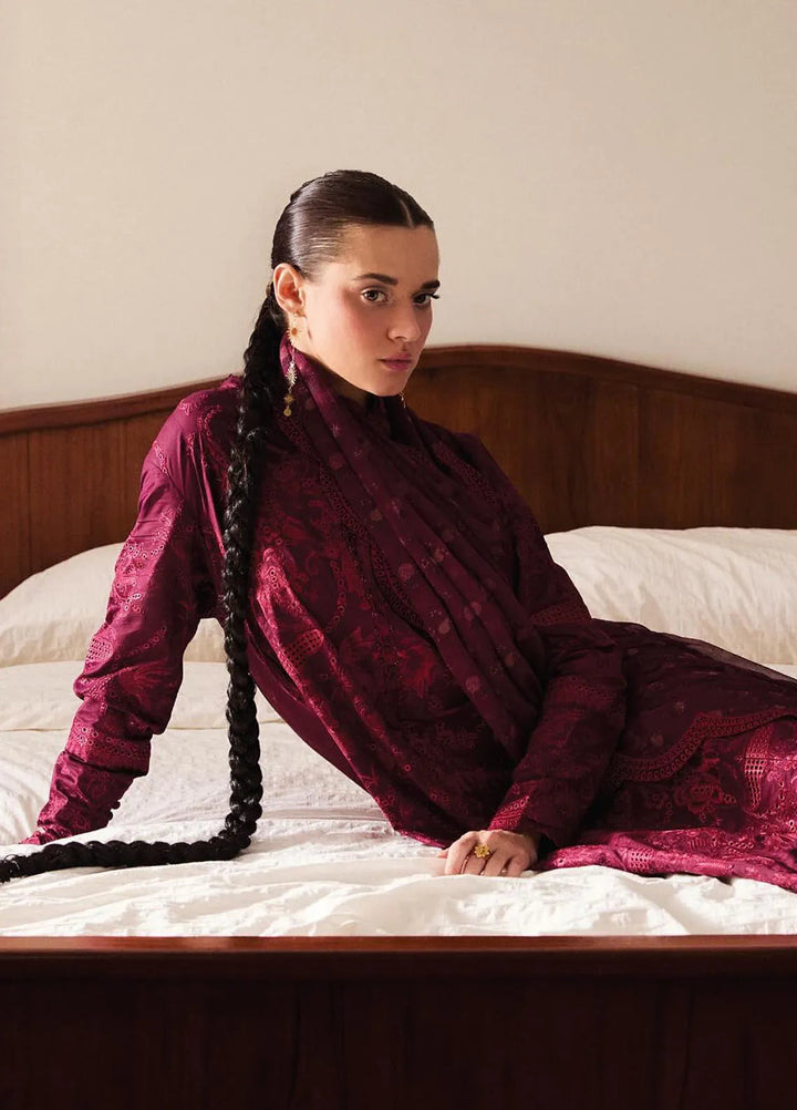 Satori by Zara Shahjahan Embroidered Lawn Suit Unstitched 3 Piece ZS25SL D-09 A Sei - Summer Collection