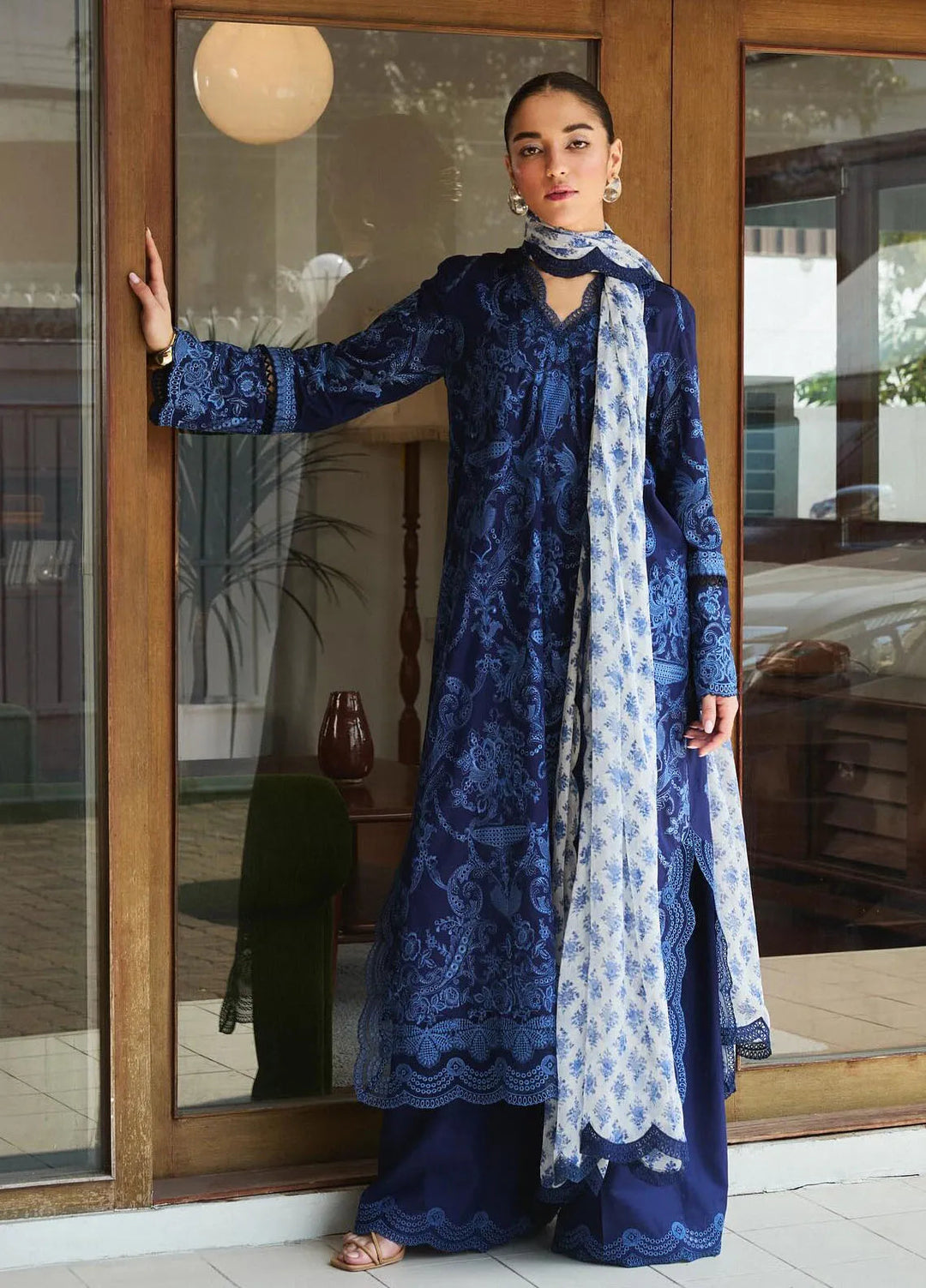 Satori by Zara Shahjahan Embroidered Lawn Suit Unstitched 3 Piece ZS25SL D-09 B Sei - Summer Collection
