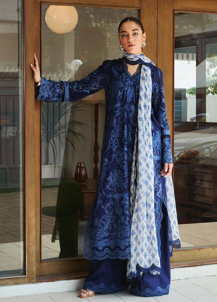 Satori by Zara Shahjahan Embroidered Lawn Suit Unstitched 3 Piece ZS25SL D-09 B Sei - Summer Collection