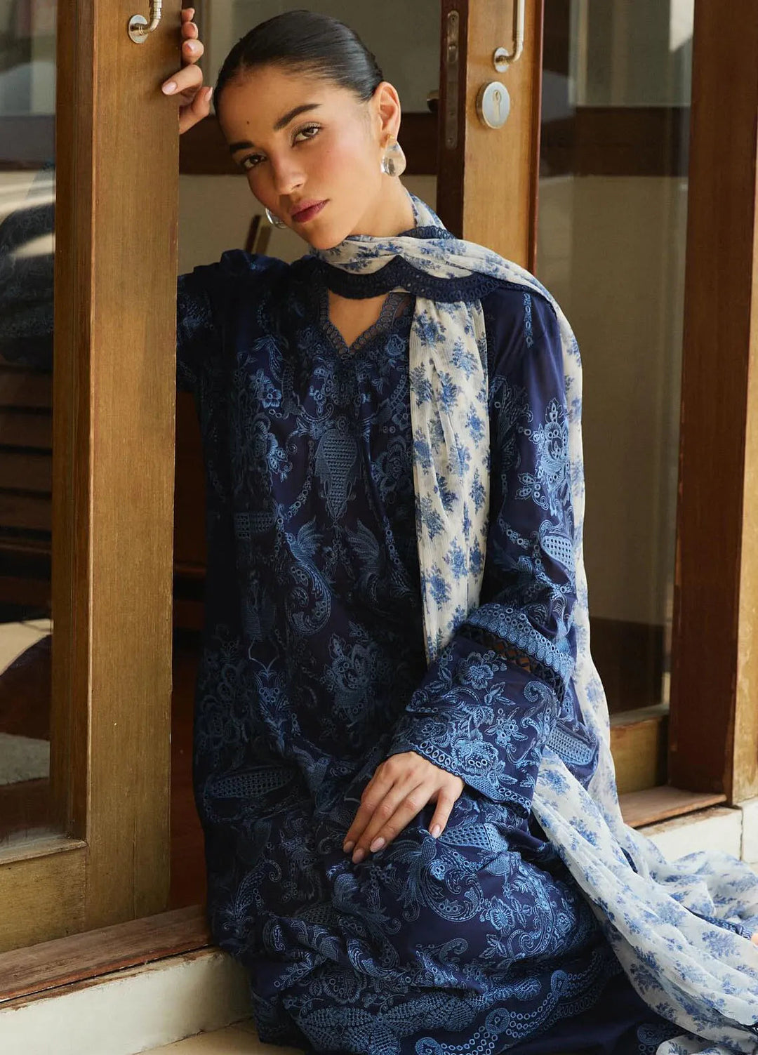 Satori by Zara Shahjahan Embroidered Lawn Suit Unstitched 3 Piece ZS25SL D-09 B Sei - Summer Collection