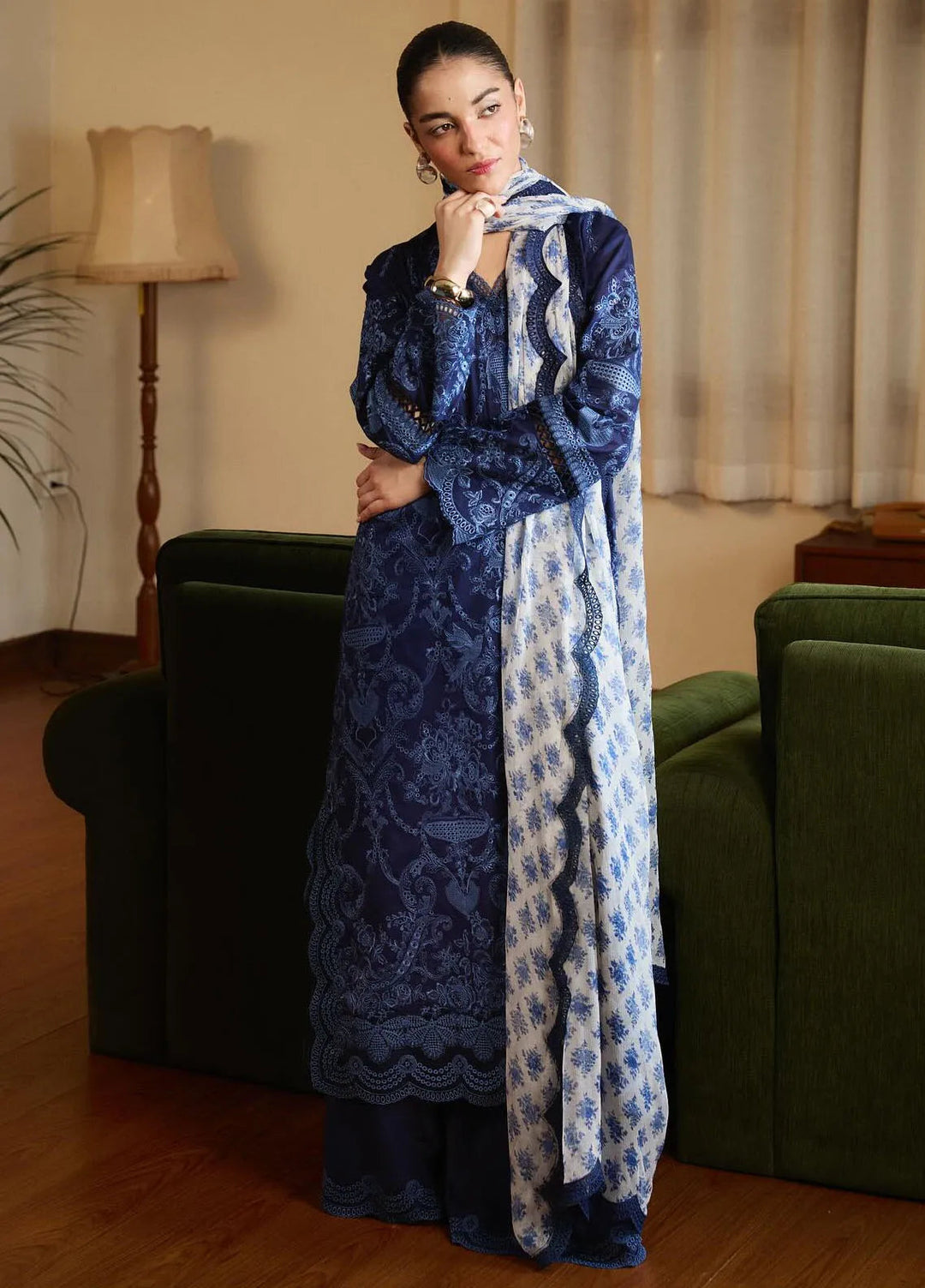 Satori by Zara Shahjahan Embroidered Lawn Suit Unstitched 3 Piece ZS25SL D-09 B Sei - Summer Collection