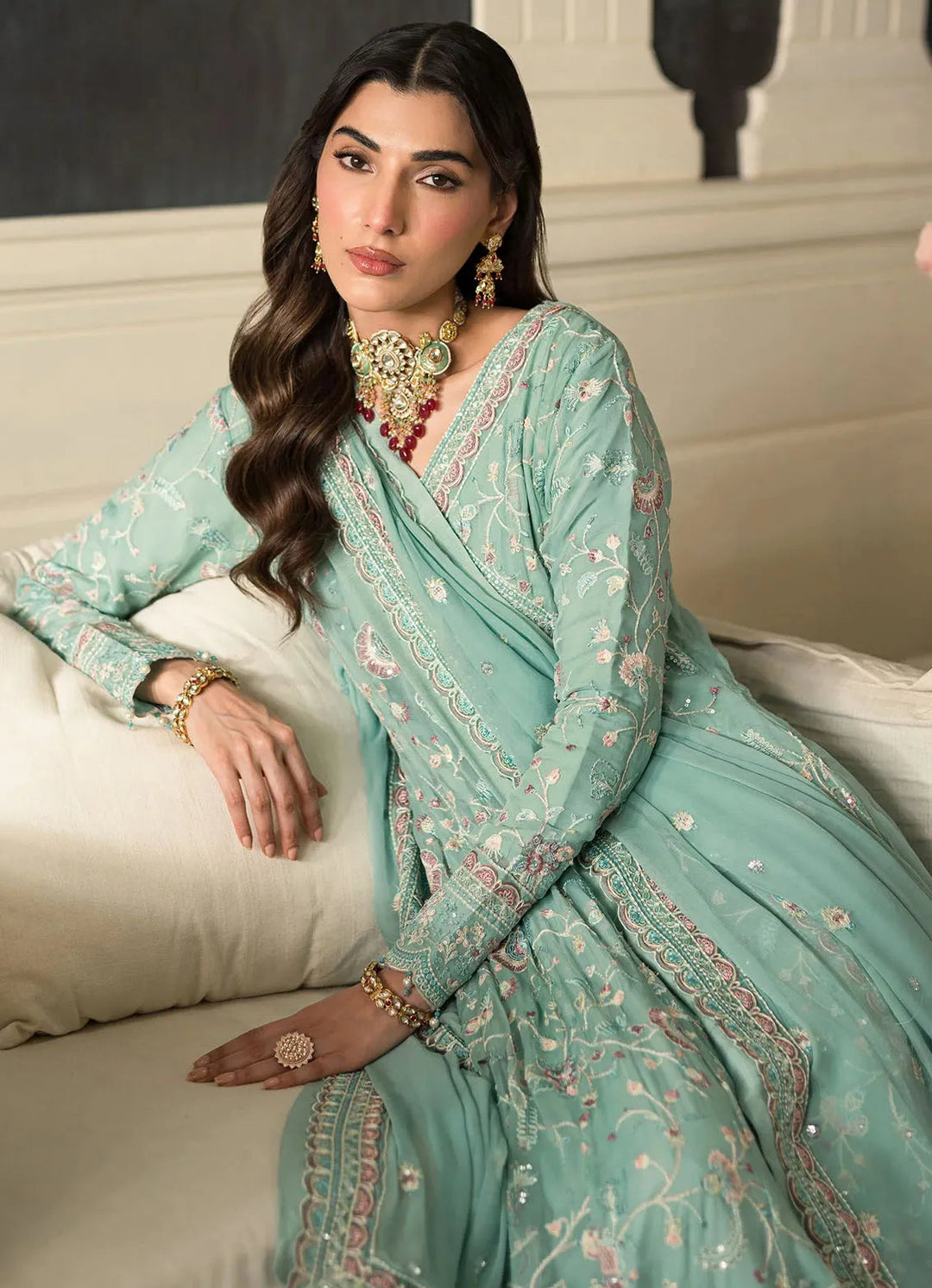 Sauve by Emaan Embroidered Chiffon Suit Unstitched 3 Piece EA24S Azlin - Summer Collection